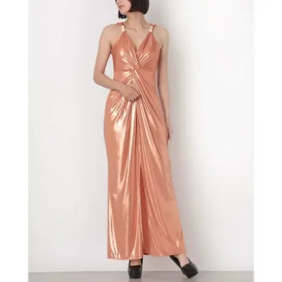 リナシメント RINASCIMENTO シャイニーねじれドレープマキシワンピース (Arancio)