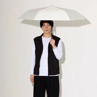【自動開閉】晴雨兼用折りたたみ日傘 無地 ロゴ ワンポイント ユニセックス (ホワイト)