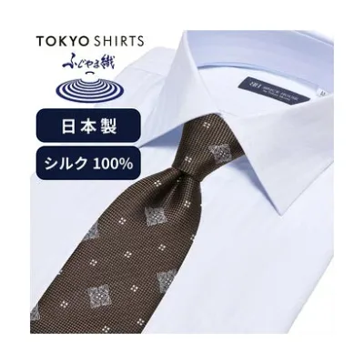 トーキョーシャツ TOKYO SHIRTS ネクタイ 日本製 絹100% ふじやま織 ビジネス フォーマル (グレー)