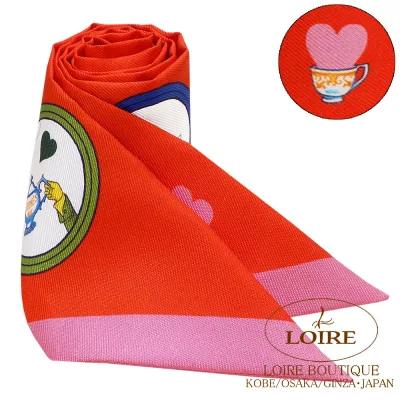 エルメス トゥイリー エルメス・ティータイム ルージュヴィフ×ヴェール ×マルチカラー シルク HERMES TWILLY TEA TIME ROUGE VIF/VERT/MULTICOLORE Silk