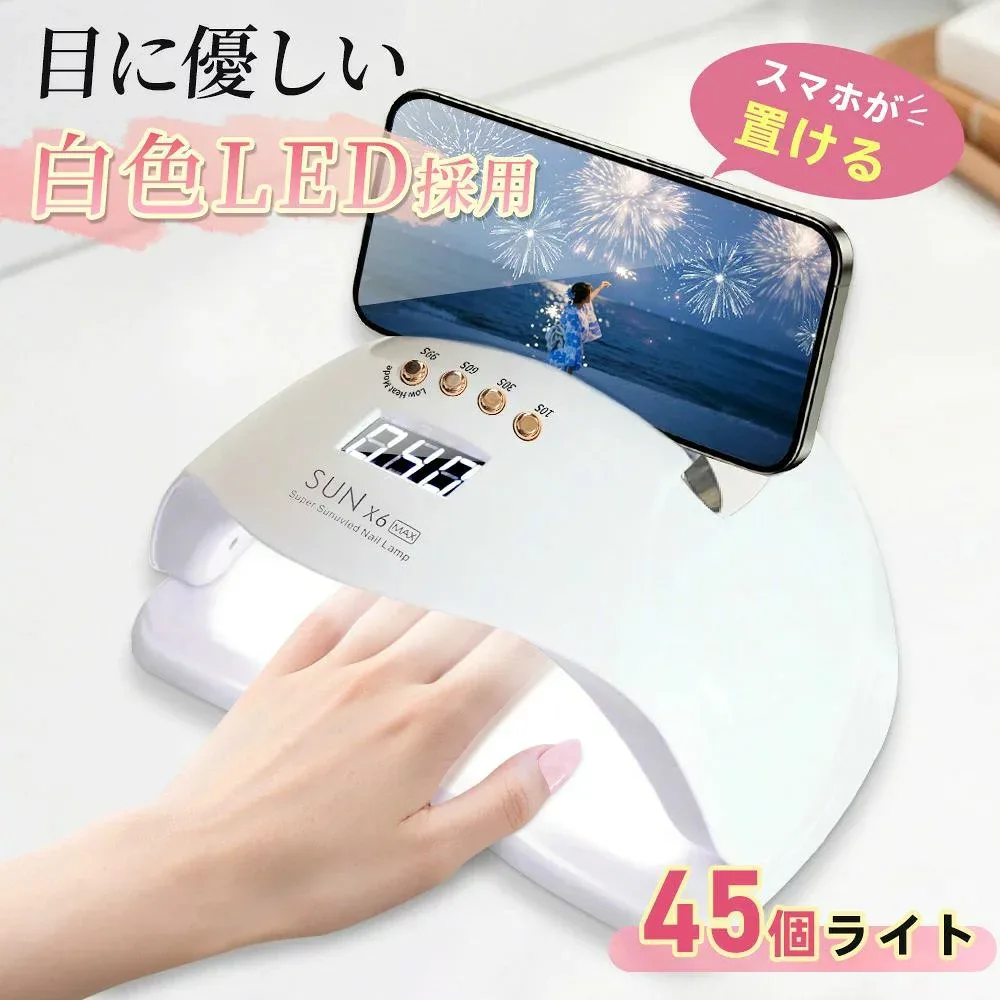 ジェルネイル ネイル ライト LED & UV ダブル光源 ネイルライト 48W ネイルライト 超高速硬化 低ヒート機能 プロ監修 セルフネイル UVライト 自動センサー ジェルネイルライト UVライト UV レジン ライト 人気 誕生日 ギフト