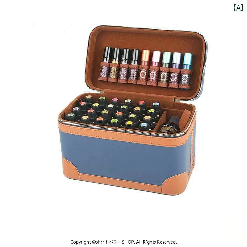 エッセンシャルオイル 収納 ケース アロマ ボックス 精油 ストレージ バッグ 15ml ポータブル 耐衝撃 スーツケース 大容量 カーキ オレンジ パープル