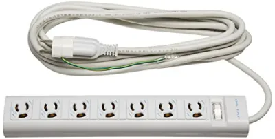 エレコム 電源タップ 雷ガード 一括スイッチ マグネット付 抜け止めコンセント 3ピン-2ピン変換アダプタ付属 7個口 3ピン 5.0m T-Y
