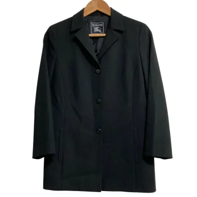 【中古】Burberrys バーバリーズ ヴィンテージ ストレッチジャケット サイズ40 ブラック レディース ノーカラージャケット スタンドカラージャケット 美品