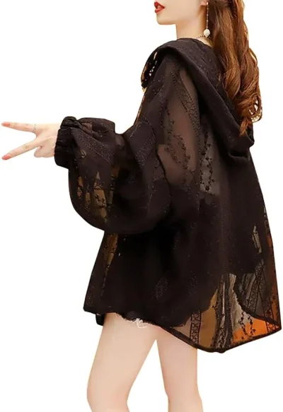 「25%OFFクーポン付き」カット 日焼け止め 服パーカー レディース カーディガン 夏 ロング 羽織 薄手 長袖 ゆったり 大きいサイズ 無地 体型カバー 通学 OL シースルー UV対策 紫外線対策 通勤 フード付き