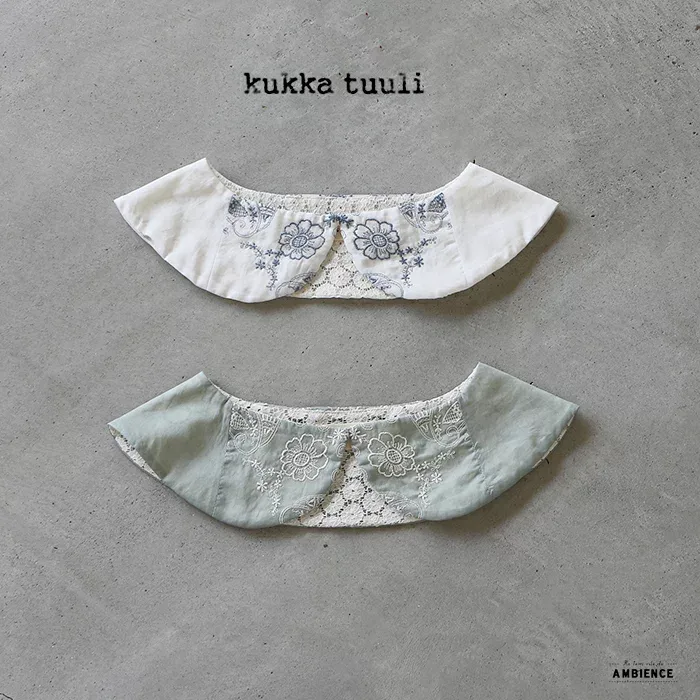 kukka tuuli クッカトゥーリ ハンカチ刺繍の付け襟レディース 21春夏 ホワイト グリーン 日本製 メール便発送
