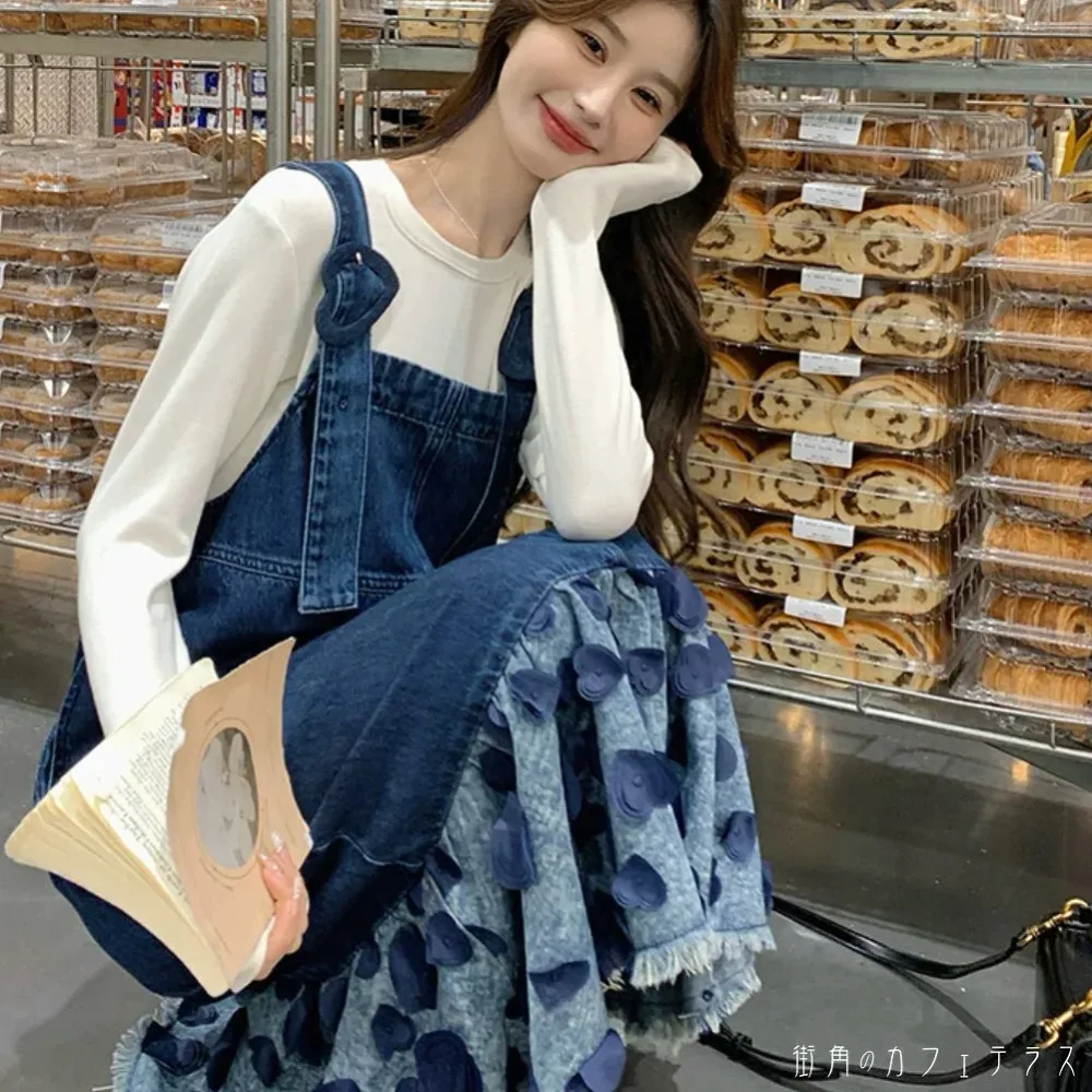 ジャンパースカート 秋 ロングワンピ マキシ 秋服 秋コーデ ゆったり ゆる Aライン フレア プルオーバー ドッキング 厚手生地 デニム 可愛い 大人可愛い きれいめ シンプル カジュアル コンサバ 華やか 大人 上品 おしゃれ お洒落 こなれ感 ガーリー 春 レディース 女性用