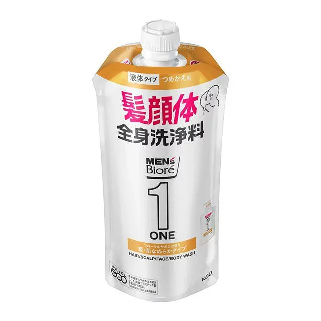 【花王】 メンズビオレONE オールインワン全身洗浄料髪肌なめらかタイプ つめかえ用(340ml)