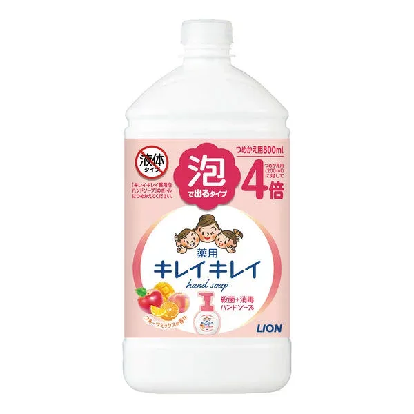 【医薬部外品】キレイキレイ 薬用泡ハンドソープ フルーツミックスの香り 詰替用(800ml) 殺菌+消毒 つめかえ用 除菌に 手洗い洗浄