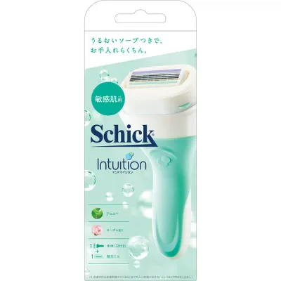 シック イントゥイション 敏感肌用 ホルダー 刃付き+替刃1個(1セット) 本体 替刃 カミソリ ボディケア 剃刀 替刃 モイスチュアソープ ムダ毛 女性 schick