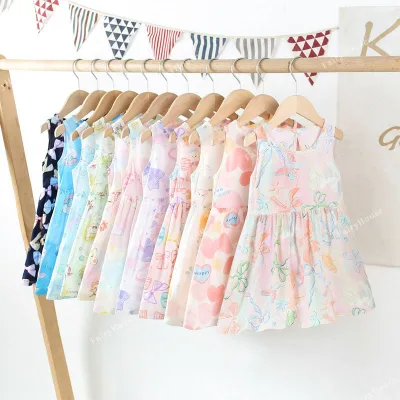 【送料無料 2個】子供服 女の子 夏服 ジュニア 花柄ドレス ジュニア ワンピース キャミソールドレス 子供 お出かけ 誕生日 結婚式 発表会 写真撮影 3~8歳 ノースリーブワンピース