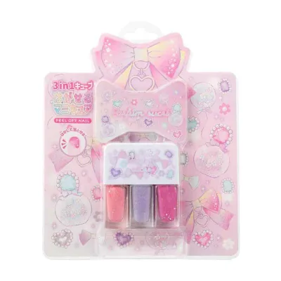 3in1キューブ はがせるマニキュア ピンク 250705キッズコスメ はがせる マニキュア ピンク 3in1 キューブ はがせるマニキュア 水性ネイル 爪やすり キッズメイク レイス ピンク パープル クリスマス プレゼント