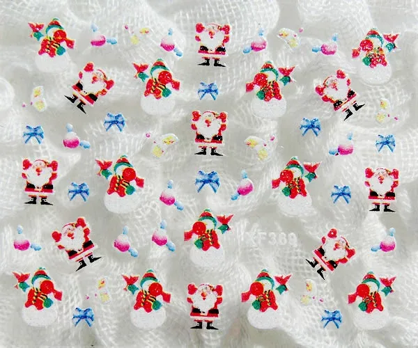 クリスマス特集【メール便OK】ネイルシール428 グリッタークリスマスシール サンタクロース&雪だるま