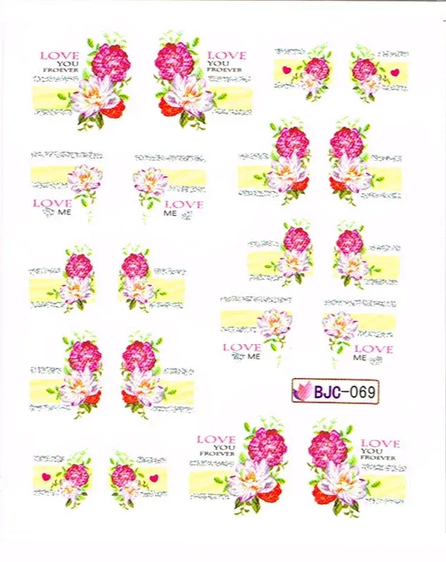 【メール便OK】ネイルシール541 ネイルタトゥー お花 ピンク ウォーターネイルシール水に塗らして貼るだけの極薄フィルム★ジェルネイル埋め込み簡単