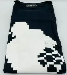 ノーツ GEEK LIFE Tシャツ スペースハリアー シルエット+ワンポイントステッチポケット 黒 Mサイズ
