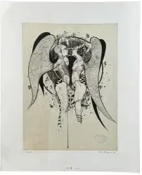 直筆サイン入り 銅版画 多賀新 双璧