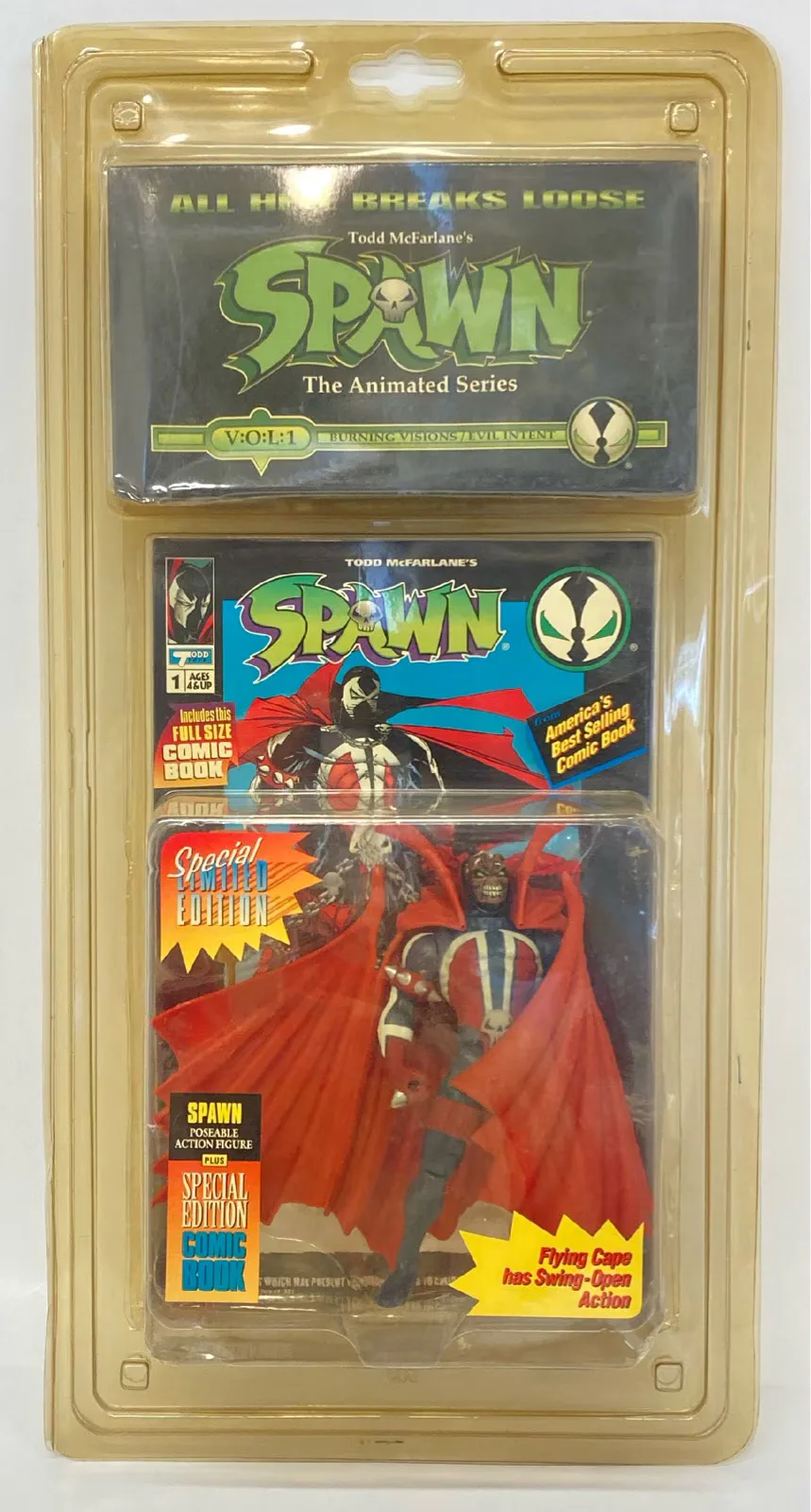 TODD TOYS Reds Video Library & Spawn Action Figure WORM HEAD BLUE SPAWN (พร้อมวิดีโอ)