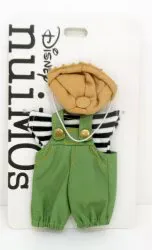 ディズニーストア ぬいぐるみ専用コスチューム nuiMOs 緑サロペット/ボーダーシャツ/茶帽子