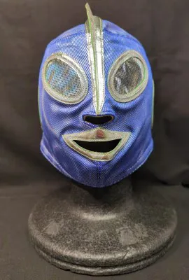 プロレスマスク ミゲルアンヘル製 【ウルトラマン(紫特殊生地×銀フチ)】タグ付き 2005年ドラゴンドア本人使用 サイン入り 着用写真付き