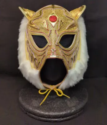 プロレスマスク YN製 【初代タイガーマスク(金ラメ×金・赤メタリックフチ)】40周年・サインタグ付き 逆ヤギリ