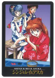 バンダイ エヴァンゲリオン/カードダス 1弾/(ノーマル) レイ&アスカ&シンジ(夏祭り/浴衣) 14