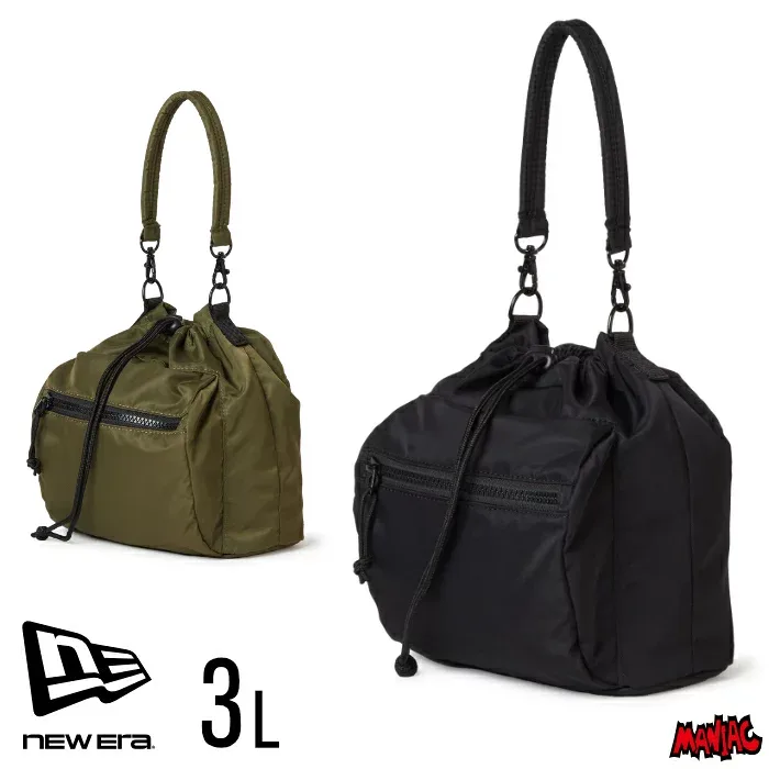 【日祝も発送】ニューエラ ハンドバッグ ショルダーバッグ NEWERA 2WAY ドローストリング ポーチ 3L ナイロンツイル ブラック オリーブ 14392362 14392363 ショルダーポーチ 小さめ 巾着型 A5 メンズ レディース おしゃれ