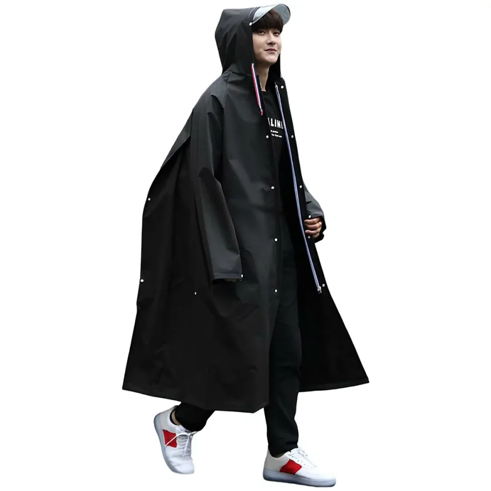 Formemory レインコート 自転車 雨合羽 カッパ自転車 レインポンチョ 雨具 レインウェア アウトドア 自転車 リュック対応 防風 豪雨対策 丈夫 撥水 防水ポケット 大人 メンズ レディース おしゃれ 男女兼用 通勤 通学 (ブラック, XXL)