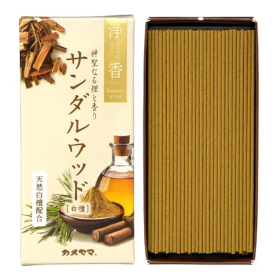 カメヤマ 浄香 サンダルウッド 約70g 約170本 お香 浄化 リラックス リフレッシュ