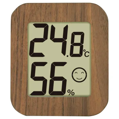 Shinwa Sokutei Digital Thermohygrometer Environmental Checker Mini Wooden Dark Brown 73233