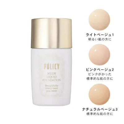 【国内正規品】ポリシー化粧品 ヌーディリキッドファンデーション ナチュラルベージュ3 30g 【追跡可能メール便で発送】