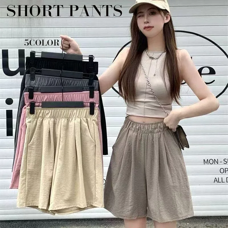 【送料無料】5色 ハーフパンツ レディース ショートパンツ ショパン 短パン ウェストゴム ワイドパンツ ストレート 通勤 オフィス シワになりにくい 夏服 美尻 短パン ポケット付き 合わせやすい カジュアル お出かけ 美脚 ファッション 普段着 楽天海外通販