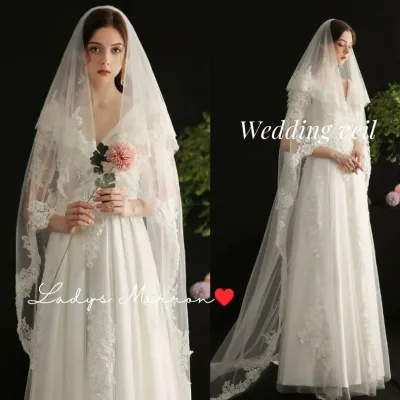 ウェディング ベール ヴェール ウェディングベール 結婚式ベール 花嫁ベール 花嫁のベール ベールウェディング ウエディングベール レース ブライダルベール 結婚式 披露宴 前撮り ロケーションフォト フォトウェディング ベールダウン 花嫁 韓国 ロングベール