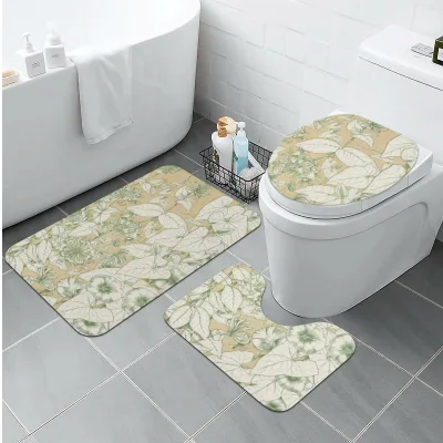 お得なクーポン 送料無料 植物 トイレマットセット ユニセックス ホームデコレーション アート ボタニカル 花 植物 レトロ 葉 アンティーク 葉っぱ 草 Hiibuni ★★★