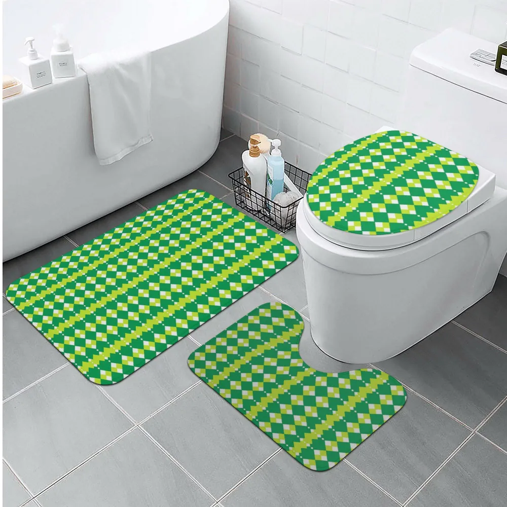 お得なクーポン 送料無料 清潔感たっぷり!グリーン系トイレマットセット トイレマットセット ユニセックス ホームデコレーション アート グリーン 爽やか cut ★★★
