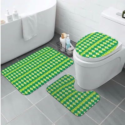 お得なクーポン 送料無料 清潔感たっぷり!グリーン系トイレマットセット トイレマットセット ユニセックス ホームデコレーション アート グリーン 爽やか cut ★★★