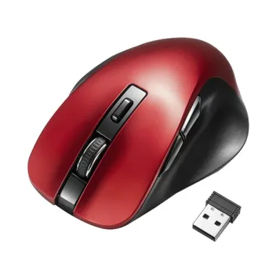 サンワサプライワイヤレスブルーLEDマウス(5ボタン) レッド MA-WB518R 1個