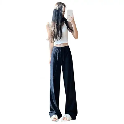 ワイドパンツ レディース 体型カバー ハイウエスト ストレート カジュアル ゆったり ロングパンツ 無地 夏 薄手 きれいめ ボトムス オフィス 通勤 お出かけ 大きいサイズ