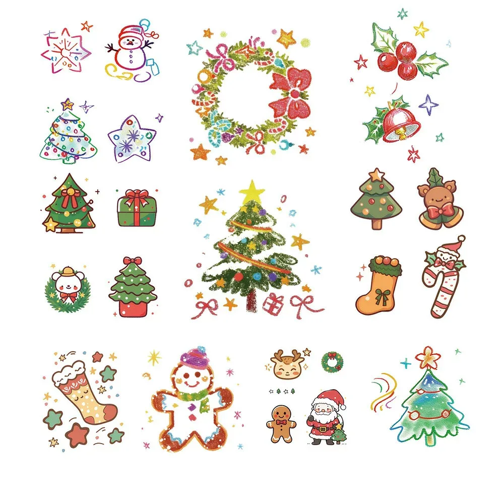 タトゥーシール クリスマス サンタクロース シール 可愛い 仮装 コスチューム 雪だるま クリスマスツリー サンタステッカー 刺青シール ボディーシール 仮装小道具