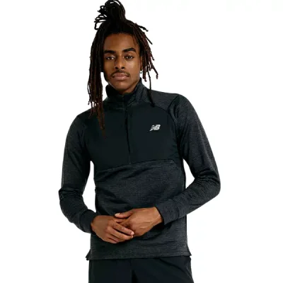 ニューバランス Athletics Heat Grid 1/2 Zip クオータージップトップ MT43204-BK ランニングウェア BLACK with SLATE GREY