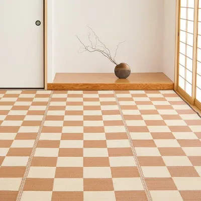 萩原 抗菌加工 洗えるい草風カーペット 倉間 江戸間10帖 BE ベージュ