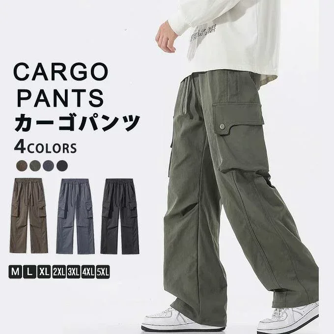 カーゴパンツ メンズ 大きいサイズ ゆったり ワイドパンツ バギーパンツ 作業ズボン 軍パン ボトムス 太め カジュアル ミリタリーパンツ ポケット ワークパンツ