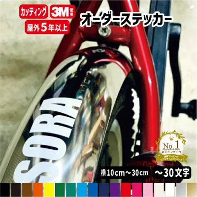名入れオリジナル作成 オーダーメイド カッティングステッカー 【横10~横30cm1行用】 名前入り ステッカー 屋外用防水シール フォント45種類 カラー19色 切文字 自転車名前 バイク ストライダー サイクリング 三輪車 ロードバイク こども 小学生 /楽天ランキング受賞
