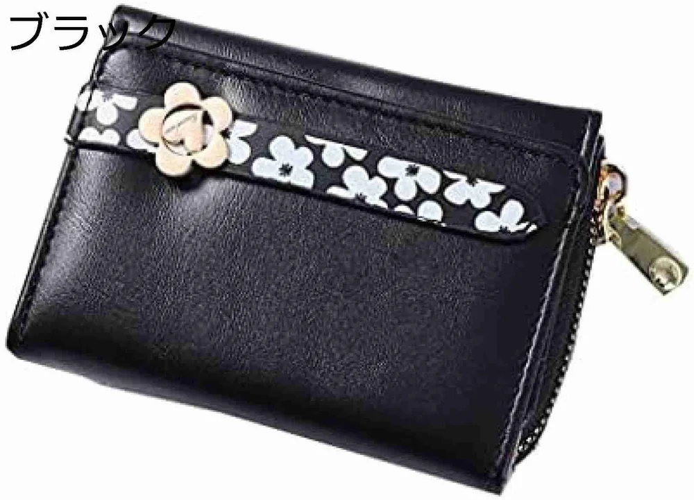 ミニ財布 レディース 三つ折り ファスナー 花柄 カード/小銭入れ 可愛い シンプル 大容量 短財布 金運財布 ミニウォレット 軽量 機能 高校生 中学生 女性用