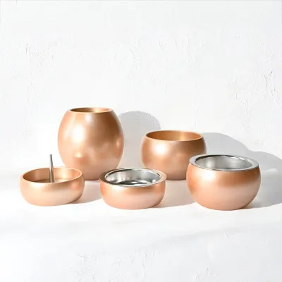 コンパクトな仏具セット5具足 ミニまる5点セット カラー:ピンク系 (無地)