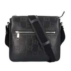 グッチ メッセンジャーバッグ GGエンボス ショルダーバッグ レザー 406410 ブラック ユニセックス GUCCI 中古 グッチ