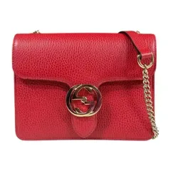 グッチ インターロッキングG ショルダーバッグ レザー 510304 レッド レディース GUCCI 中古 グッチ
