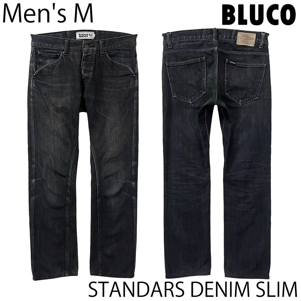 【USED/メンズM】BLUCO STANDARD DENIM SLIM ウォッシュド ブラック