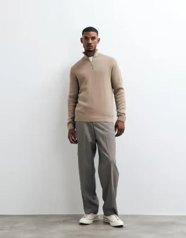 ジャック アンド ジョーンズ メンズ アウター ニット・セーター Jack Jones premium 14 zip knit sweater Heathe red greige ベージュ