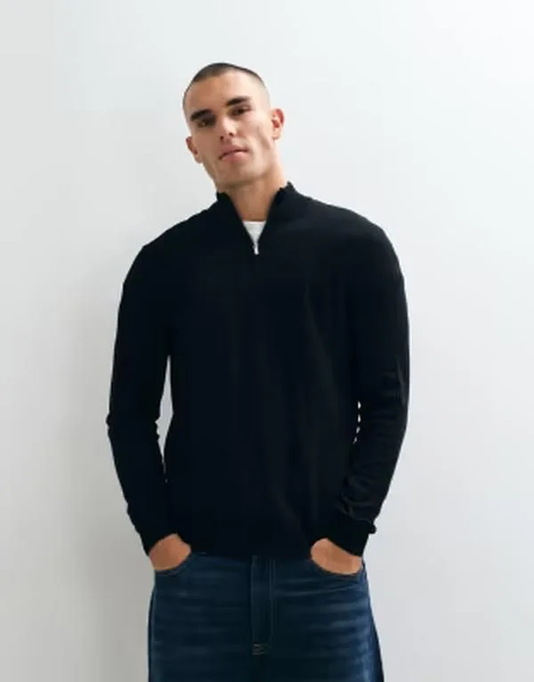 オンリーアンドサンズ メンズ アウター ニット・セーター ONLY SONS 14 zip knit sweater Black ブラック