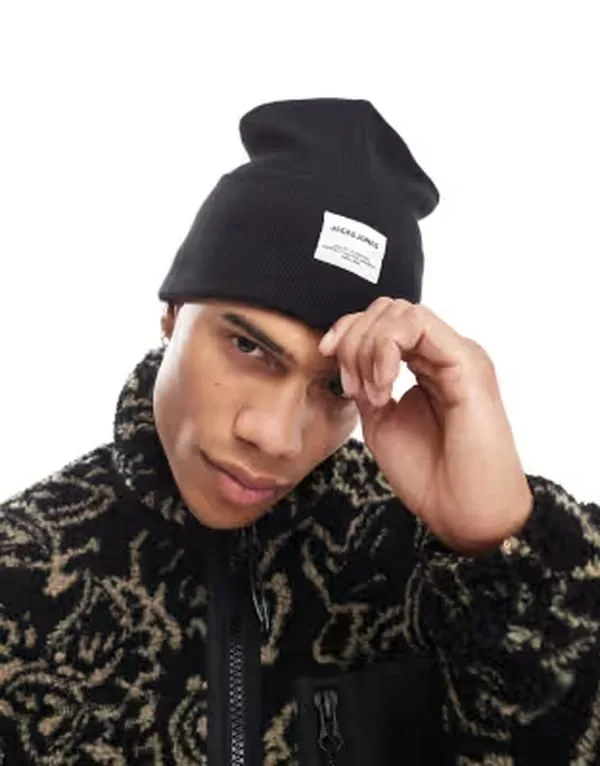 ジャック アンド ジョーンズ メンズ アクセサリー 帽子 ニット Jack Jones oversized knit beanie Black ブラック